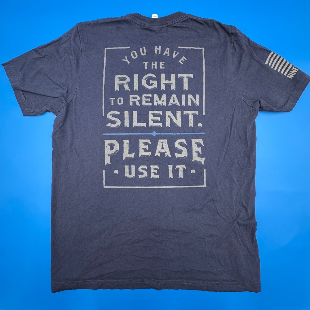 Nine Line Apparel Mens XL Navy Blue Right To Remain Silent Officer Baker T-Shirt